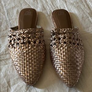 Jeffrey Campbell rose gold Metallic Bronze Woven Women's Mules size 61/2